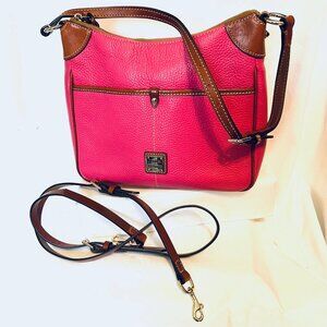Dooney & Bourke Kimberly Fuchsia/Hot Pink All Leather Purse-11"x 9 1/2"-2 Straps